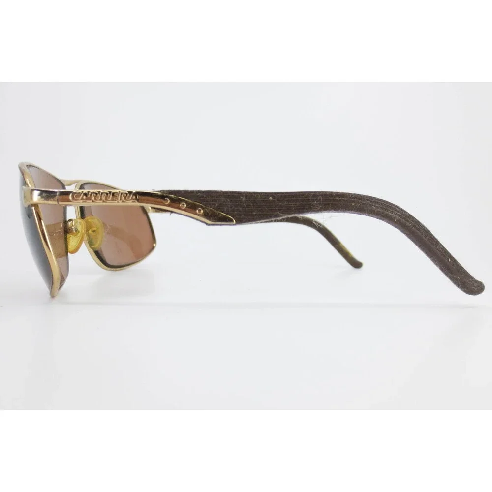 Carrera Vintage Aviator Sunglasses Gold Tone Metal Frame Brown Lens 35406